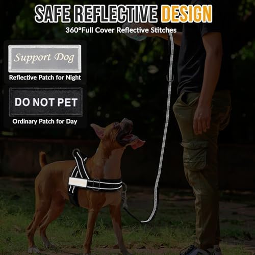 SlowTon No Pull Dog Harness - Heavy Duty Dog Harness and Leash Set for Medium Large Dogs, Reflective Tactical Harness with Soft Padded and Front Clip for Easy Walk and Training (Black M)