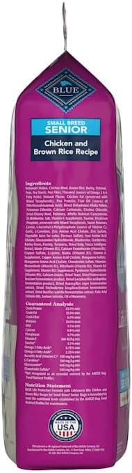 Blue Buffalo Life Protection Formula Natural Senior Small Breed Dry Dog Food, Chicken and Brown Rice 15-lb