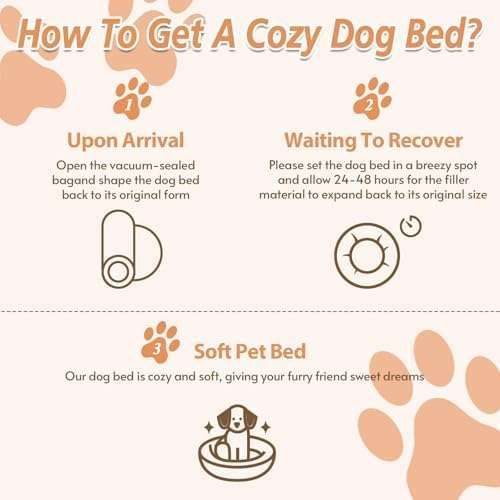 JOLLYVOGUE Small Dog & Cat Beds for Indoor Cats, Donut Cuddler Warming Soft Dog Beds with Anti-Slip Bottom, Round Calming Fluffy Plush Faux Fur Cushion Bed for Large Dogs (36", Black)