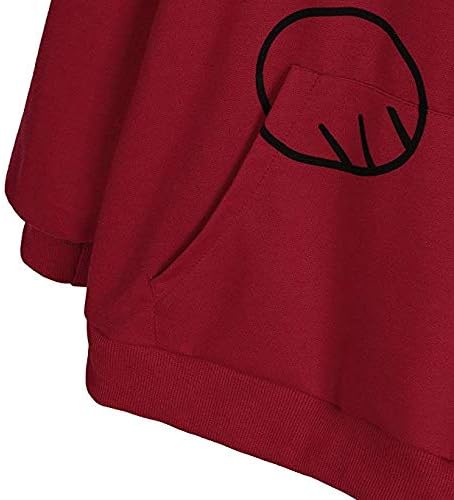 Women Girl Hoodies Cute Cat Ear Novelty Printed Pullover Sweatshirt