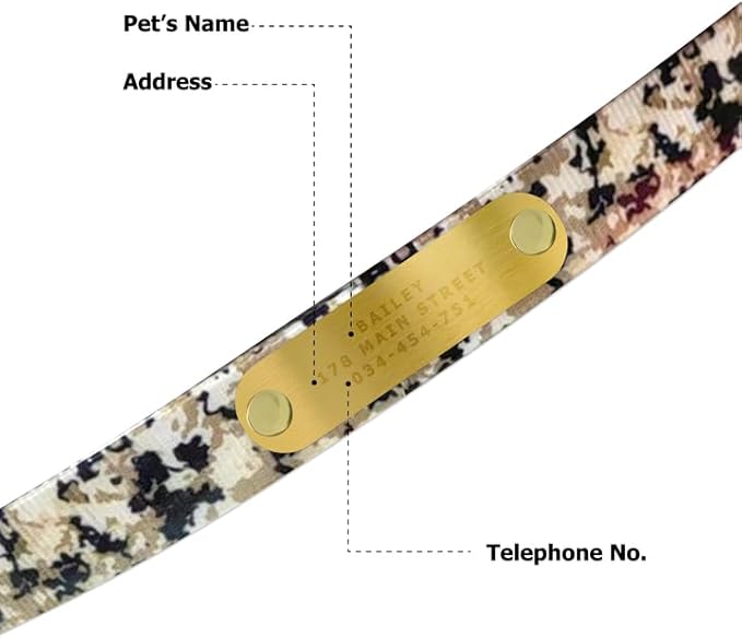 Regal Dog Products Small Camo Hunting Dog Collar with Custom Engraved Name Plate and Heavy Duty Black Hardware Center Ring| Waterproof Personalized Puppy Collars | Other Sizes for Medium & Large Dogs