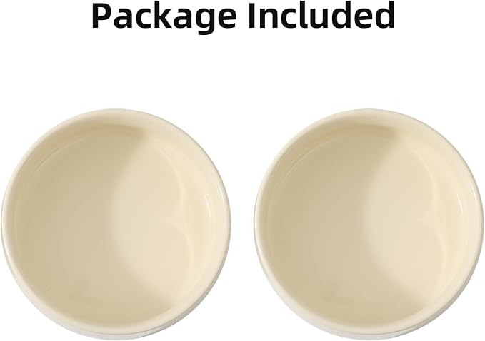 Havniva Ceramic Set of 2 Dog Bowls, Food and Water Bowls for Dogs, Puppy, 2pcs Pet Dishes(6inch, 2 x Beige Bowls)