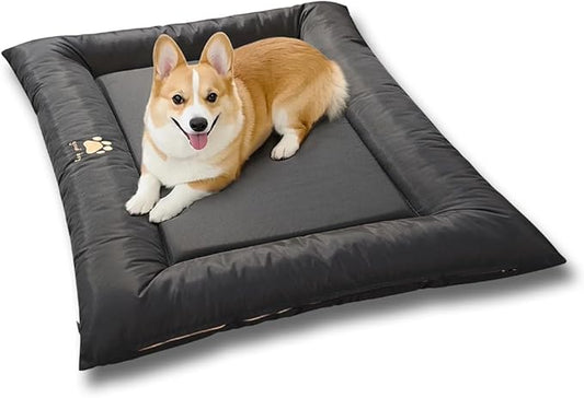 Dog Bed for Dog Crate Oxford Puppy Crate Pad Waterproof Pet Beds Outdoor Cage Mat Easy Rinse Black 36×23×3 Inch