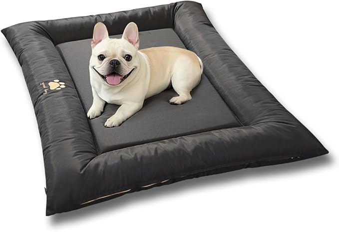 Cat Bed for Cats Crate Oxford Puppy Crate Pad Waterproof Pet Beds Outdoor Cage Mat Easy Rinse Black 24×18×3 Inch