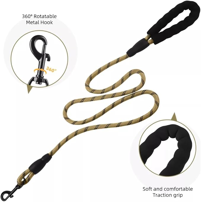 Dog Harness No Pull Adjustable Reflective,for Medium and Large Small Dog with Leash 59.06in (Khaki, M)
