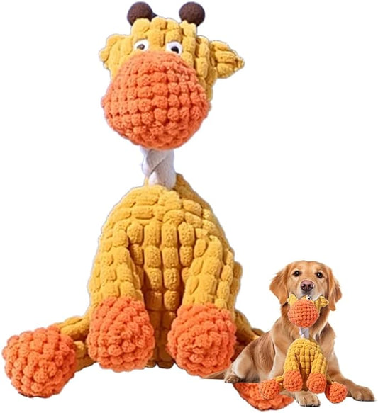 Indestructible Dog Toy, 2026 New Durable Plush Dog Toys for Aggressive Chewers, Squeaky Chew Toy for Small Medium Large Dogs Puppy Teething Toys (Orange)