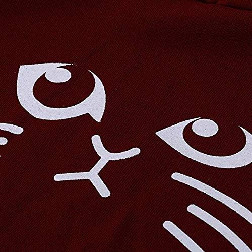 Women Girl Hoodies Cute Cat Ear Novelty Printed Pullover Sweatshirt