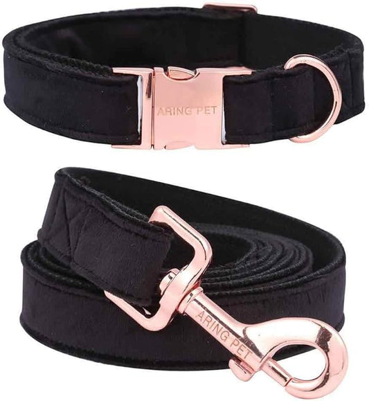 ARING PET Dog Collar and Leash, Velvet Dog Collar and Leash Set, Soft & Comfy, Adjustable Collars for Dogs