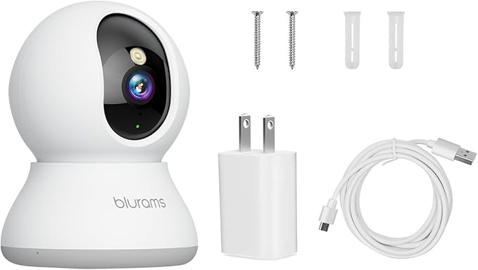 blurams Security Camera 2K, Baby Monitor Dog Camera 360-degree for Home Security w/Smart Motion Tracking, Phone App, IR Night Vision, Siren, Works with Alexa & Google Assistant & IFTTT, 2-Way Audio