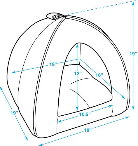 Best Pet Supplies Dog House Bed Crate Mat Tent Indoor Round Soft Plush for Small, Medium, and Large Breeds - Gray Linen, 19 x 19 x H:19