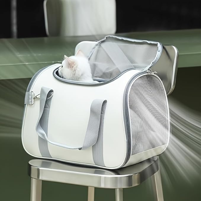 Cat Carriers Dog Carrier Pet Carrier for Smallr, Soft-Sided Cat Backpack & Dog Travel Bag, Carrier for Small Dogs & Cats Under 15 lbs, Puppy Crate & Cat Kennel in Grey（16.54*9.45*10.24inch）