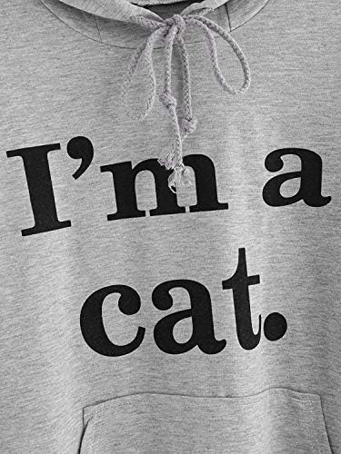 Women Girl Hoodies Cute Cat Ear Novelty Printed Pullover Sweatshirt