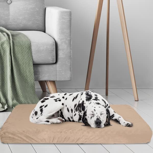 PETMAKER Memory Foam Dog Bed - 2-Layer Orthopedic Pet Pad with Machine Washable Cover - 37x24 Pet Bed for Large Dogs (Tan)
