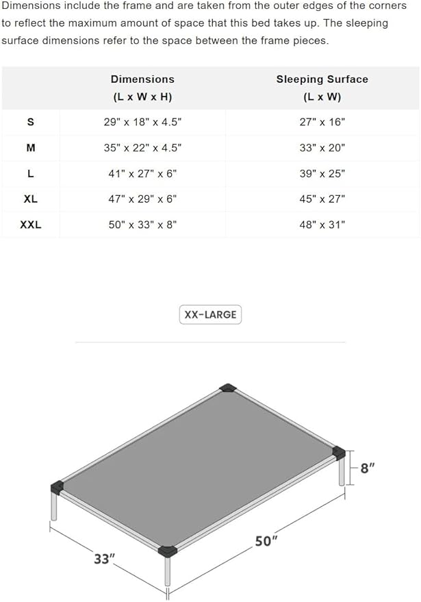 K9 Ballistics Chew Proof Elevated Outdoor Cooling Cot Bed for XX Large Dogs - Virtually Indestructible, Preassembled, Withstands Aggressive Chewers - XXL, Ripstop Sandstone