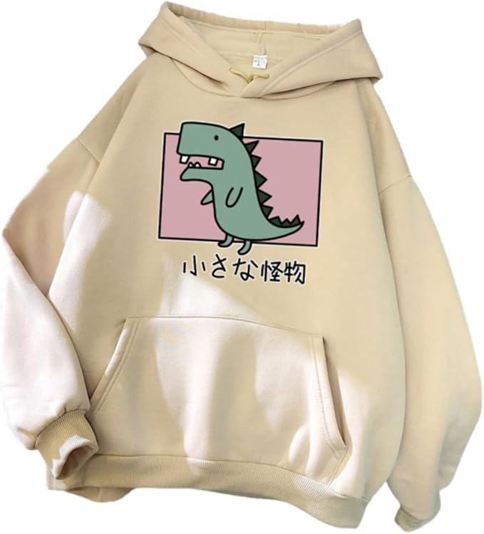 Women Girl Hoodies Cute Cat Ear Novelty Printed Pullover Sweatshirt