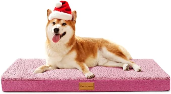 Patas Lague Orthopedic Dog Bed Medium Size Dog 30''X20'', Soft Comfortable Waterproof Egg Crate Foam Medium Pet Crate Beds Mat with Removable Washable Cover and Non-Slip Bottom, Hot Pink