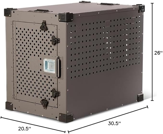 Impact Indestructible High Anxiety Dog Crate for Medium Dogs - Heavy Duty Escape Proof Indoor Dog Kennel with Powder-Coated Aluminum - Ideal for Escape Artists (Gray, 30" (30.5" L x 20.5" W x 26" H)