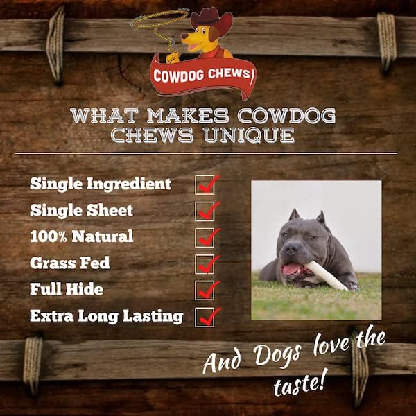 Cowdog Chews Retriever Roll 9-10 inch All Natural Rawhide Dog Treat (3 Pack)