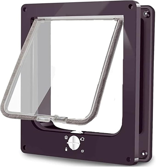 Cat Doors(Outer Size 11.6" x 10"), 4-Way Locking Cat Door for Interior Exterior Doors, Weatherproof pet Door with Magnet for Cat or Dog < 23.6 inches in Girth(Brown XL)