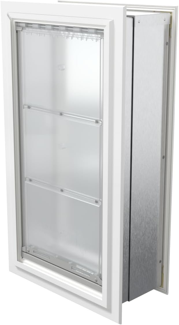 Endura Flap Pet Door for Walls in White | Energy-Efficient Single Flap Design for Wall Installations | All-Weather Protection with All-Metal Telescoping Tunnel | White, XL, Single Flap