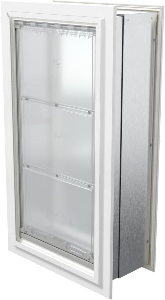 Endura Flap Pet Door for Walls in White | Energy-Efficient Single Flap Design for Wall Installations | All-Weather Protection with All-Metal Telescoping Tunnel | White, XL, Single Flap