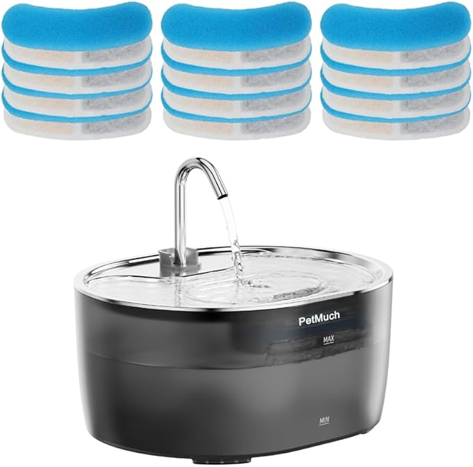 Cat Water Fountain: 108oz/3.2L Cat Fountain Super Silent Pet Drinking Dispenser (Cat Fountain 12 Filtesr + 12 Sponges)