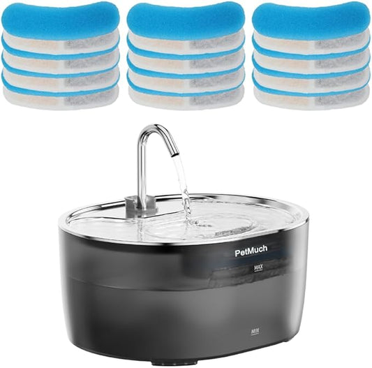 Cat Water Fountain: 108oz/3.2L Cat Fountain Super Silent Pet Drinking Dispenser (Cat Fountain 12 Filtesr + 12 Sponges)
