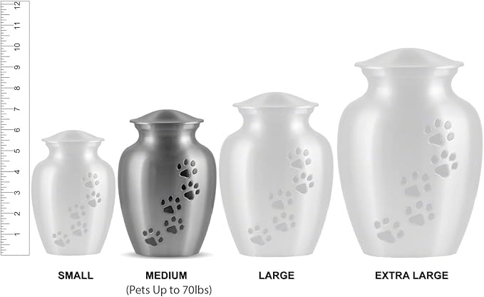 Pet Urn for Dogs and Cats with Personalized Laser Engraving, Ottillie Paws Premier Series Memorial Urns (Medium Ebony with Vertical Pewter Paws)