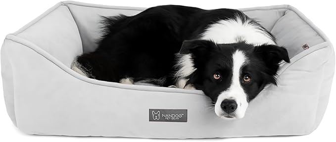 NANDOG Cloud Collection Cat and Dog Bed for Medium to Large Breeds (Grey, Signature)