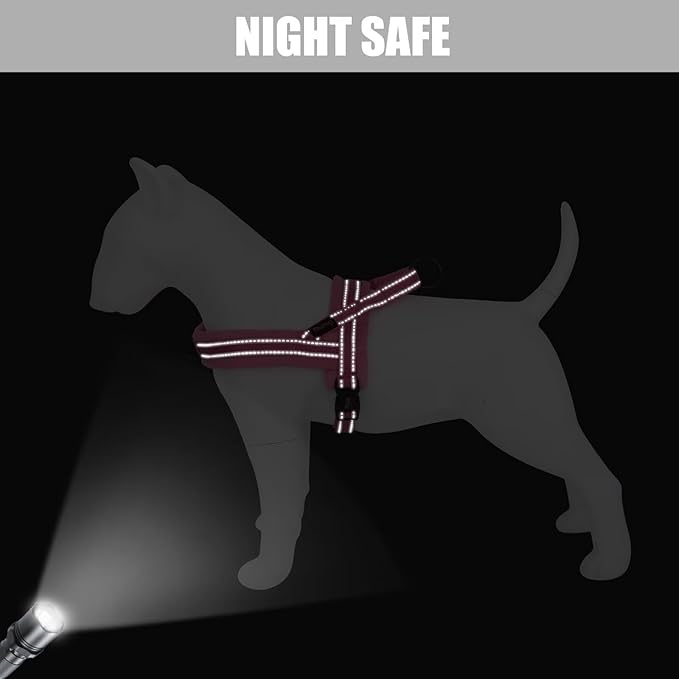 Didog Soft Flannel Padded Dog Vest Harness, No Pull/Quick Fit Reflective Dog Strap Harness, Easy for Training Walking (L:Chest 26-32", Pink)