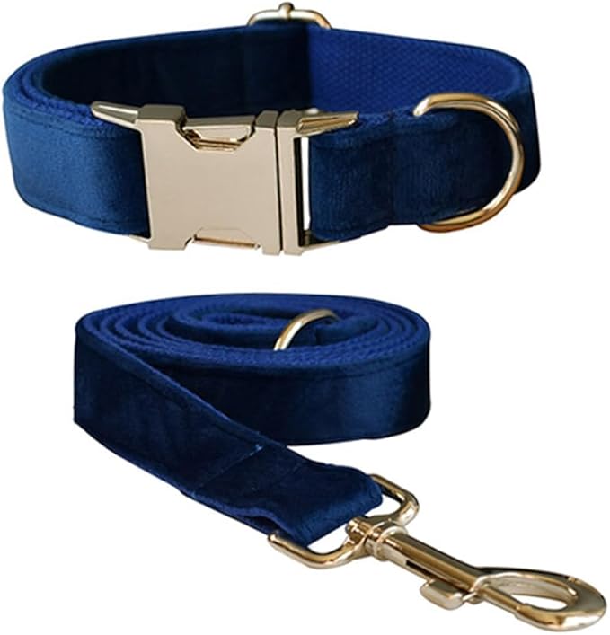 Velvet Dog Collar and Leash Set, Bright & Stylish Leash and Collar Set, Durable Pet Collars with Heavy Duty Quick Release Metal Buckle Adjustable for Samll Medium Large Dogs or Cats