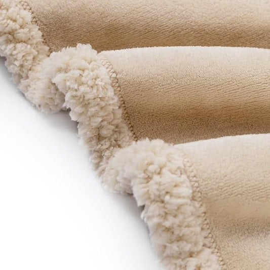Waterproof Dog Blanket Reversible Pet Bed Cover Puppy Fluffy Cream Blankets Leakproof Sofa Couch Cover Cat Pet Blanket for Warm Washable-S