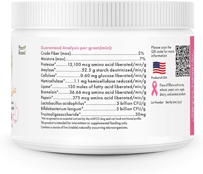 Wholistic Pet Organics Probiotics for Dogs with Digestive Enzymes & Prebiotic Fiber - 2 Oz - Daily Cat & Dog Probiotics for Digestive Health, Anti Diarrhea & Gut Support - Cat Probiotic - 57 Scoops