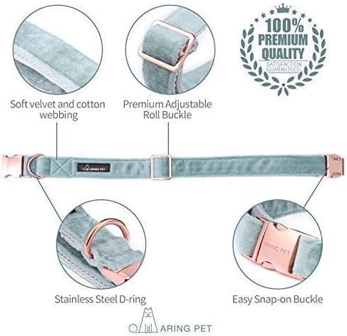 ARING PET Dog Collar and Leash, Velvet Dog Collar and Leash Set, Soft & Comfy, Adjustable Collars for Dogs