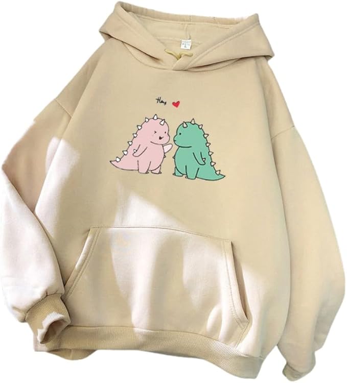 Women Girl Hoodies Cute Cat Ear Novelty Printed Pullover Sweatshirt