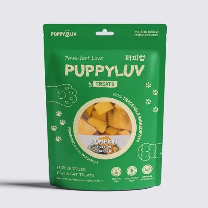 Puppyluv Freeze Dried Pumpkin Treats for Dogs & Cats - Natural Training Treats, 2.0oz