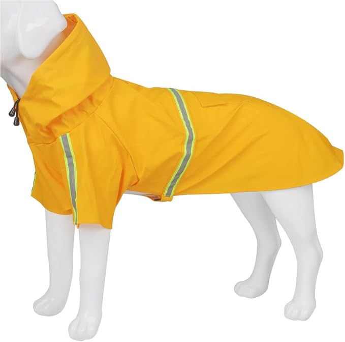 Pet Dog Raincoat Waterproof Reflective Lightweight with Adjustable Hood for Small Medium Large Dogs (Yellow,XL)