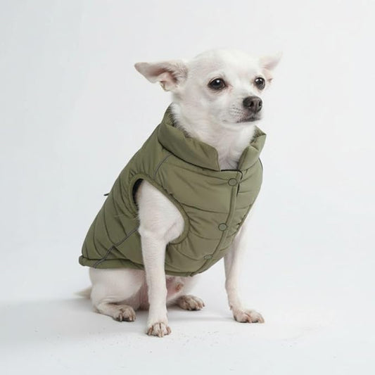 Spark Paws Dog Winter Jacket, Water-Resistant Coat, Warm Reflective Windproof Fleece-Interior, for Medium and Large Dogs - Olive - S