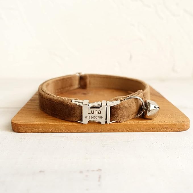 Cat Collar Personalized with Name Phone Number Engraved,Customized with Bell for Small Dogs Puppy Kitten