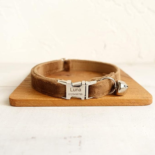 Cat Collar Personalized with Name Phone Number Engraved,Customized with Bell for Small Dogs Puppy Kitten