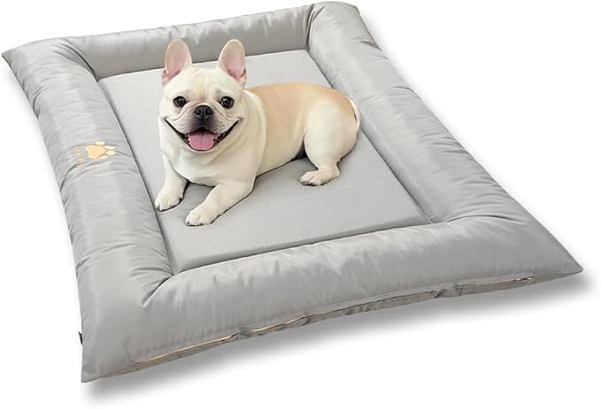 Cat Bed for Cats Crate Oxford Puppy Crate Pad Waterproof Pet Beds Outdoor Cage Mat Easy Rinse Grey 24×18×3 Inch