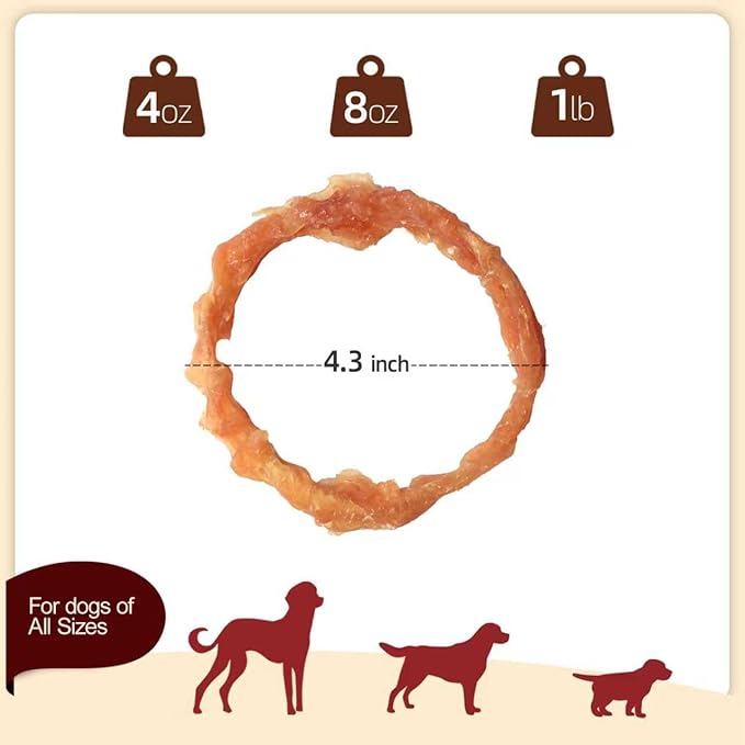 TailParty Turkey Tendons for Dogs with Fish Oil & Taurine: 1 lb Dog Healthy Treats, All Natural Dental Chew Rings, Long-Lasting Training-Reward Snacks for Health-Conscious Pet Owners