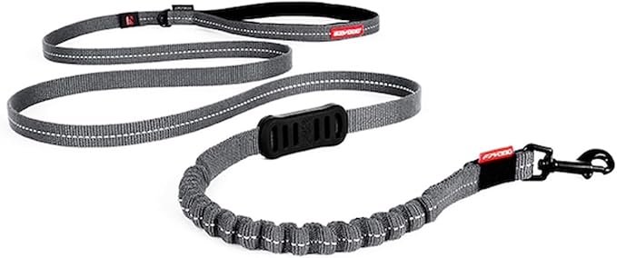 EzyDog Zero Shock LITE Dog Leash - Shock Absorbing Bungee Leash for Dogs That Pull or Excite - Dual Handle and Reflective for Medium, or Small Dogs (72", Gray)