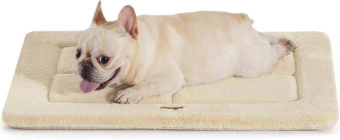 Made4Pets Dog Crate Pad Bed for Medium Dogs, Washable & Reversible, Anti-Slip Kennel Mat for Cozy Sleeping, Soft Fluffy Dog Bed for Indoor & Outdoor Use, 29"x21", Beige