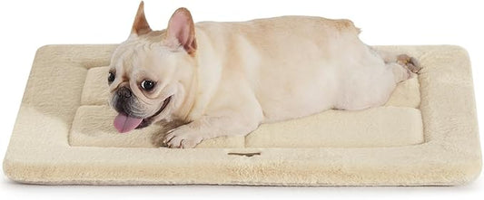 Made4Pets Dog Crate Pad Bed for Medium Dogs, Washable & Reversible, Anti-Slip Kennel Mat for Cozy Sleeping, Soft Fluffy Dog Bed for Indoor & Outdoor Use, 29"x21", Beige