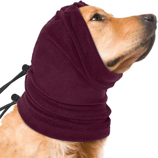 Nanaki Calming Hoodie Dog Ear Cover Dull Red,ML-Soft No Shake Dog Ear Wrap Hematoma, Adjustable Head Protection for Fireworks Grooming, Anxiety Relief, Thunderstorm, Bathing Noise Protection