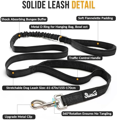 SlowTon No Pull Dog Harness - Heavy Duty Dog Harness and Leash Set for Medium Large Dogs, Reflective Tactical Harness with Soft Padded and Front Clip for Easy Walk and Training (Black M)