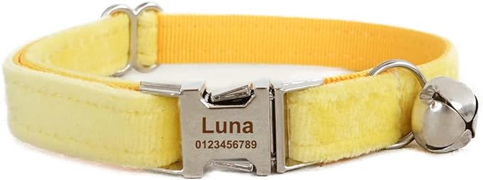 Cat Collar Personalized with Name Phone Number Engraved,Customized with Bell for Small Dogs Puppy Kitten