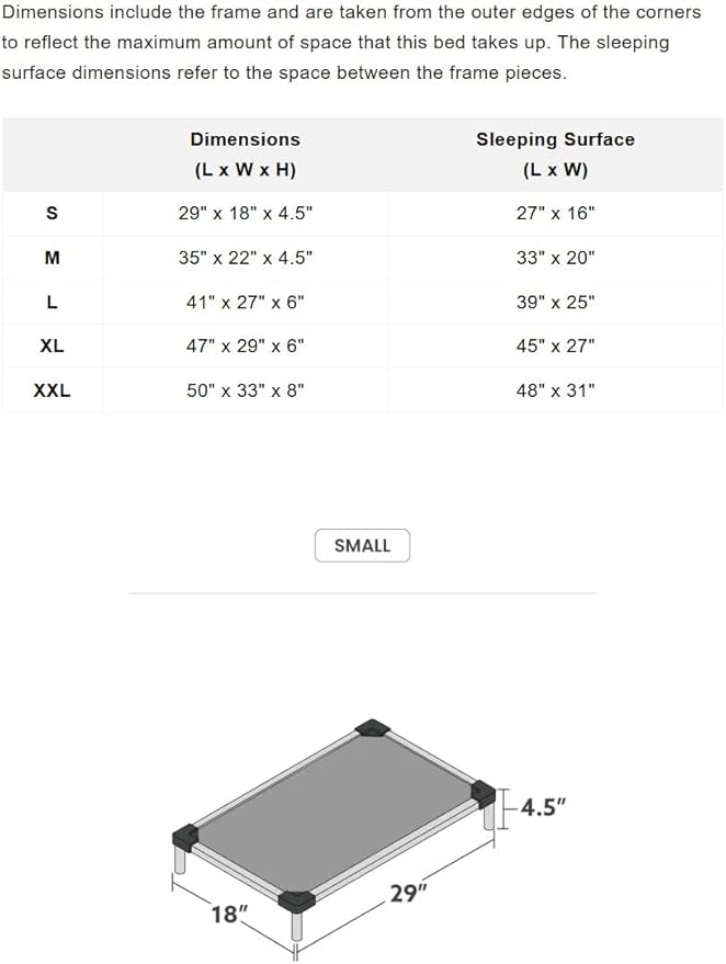 K9 Ballistics Chew Proof Elevated Cooling Outdoor Cot Bed for Small Dogs & Puppies - Virtually Indestructible, Preassembled, Withstands Aggressive Chewers - S, Blue Quartz Ripstop