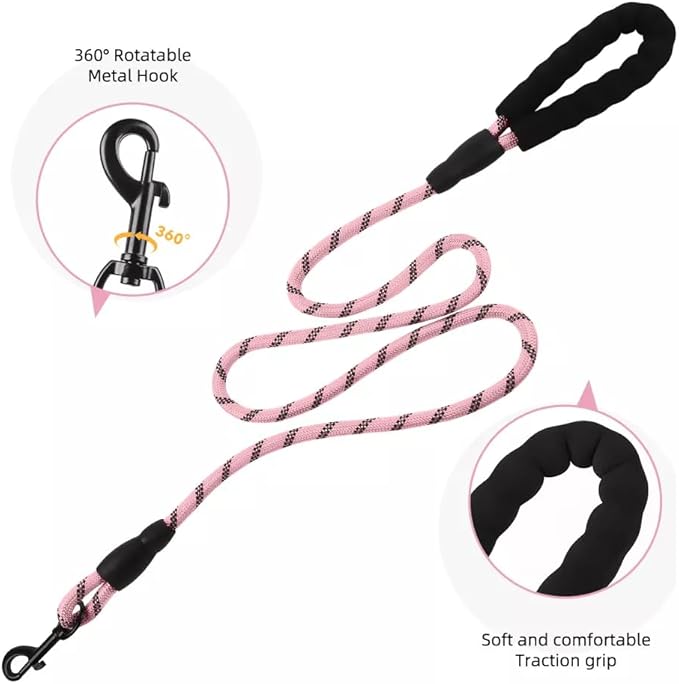 Dog Harness No Pull Adjustable Reflective,for Medium and Large Small Dog with Leash 59.06in (Pink, XL)